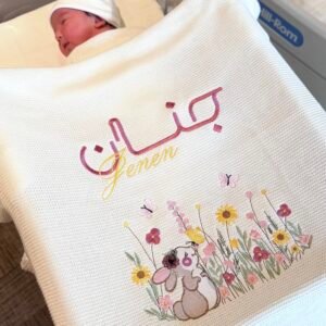 Alternative view of Bunny Flowers Blanket