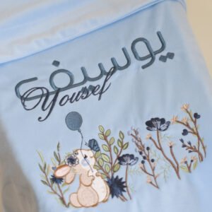 Alternative view of Blue Bunny Flowers Blanket